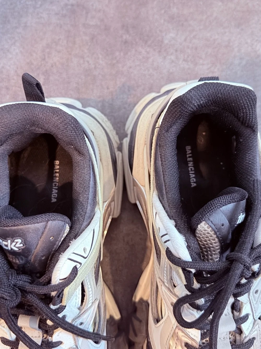 Balenciaga Men’s Runner-Style Sneakers in Cream & Black
